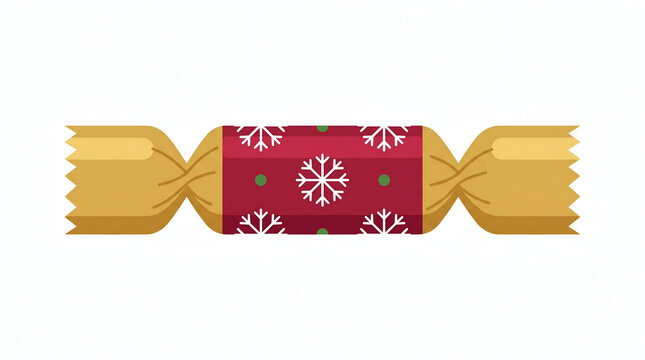 Christmas cracker with snowflake pattern isolated on white background