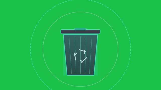Minimalist Flat Vector Illustration of a Recycling Bin Symbolizing Waste Management and Environmental Sustainability Efforts