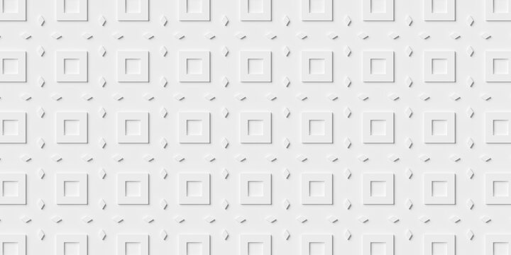 Grid of white square frames small diamond or rhomboid shapes pattern background wallpaper polygonal banner, flat lay