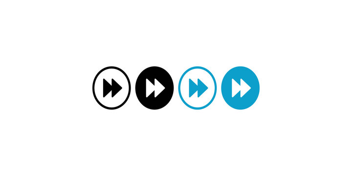 Fast forward button set includes black and blue playback control symbols for multimedia and video player software.