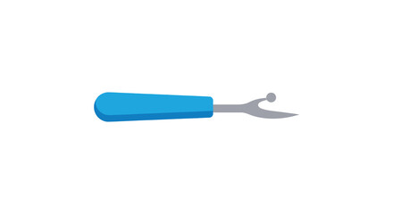 Fototapeta premium Seam ripper with blue handle and red tip rests on a white background