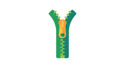Green zipper with open slider and teeth isolated on a white background © sanu