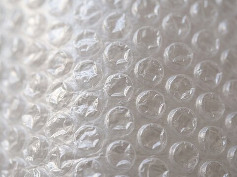 Plastic bubble wrap texture close up, transparent packaging material for shipping protection, air cushion film for e-commerce logistics