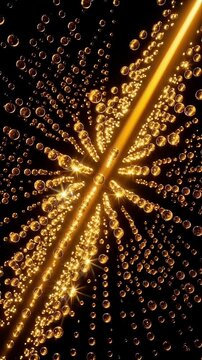 Arranged glowing gold water drop particles