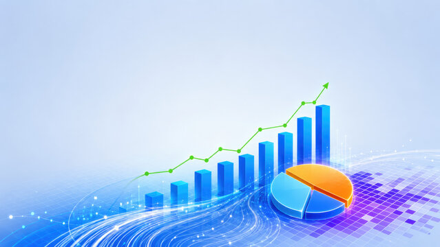 Pie chart presenting market trends strategic planning measurable growth and clear modern business performance indicators