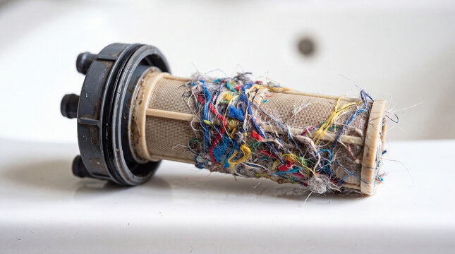 Microplastic Filter Cartridge with Captured Textile Lint