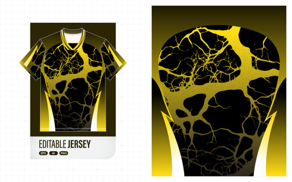 Yellow and Black Jersey Design with Cracked Texture Pattern