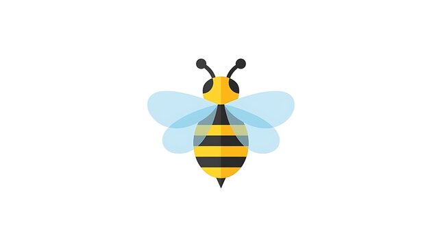 Minimalist flat design bee icon on white.