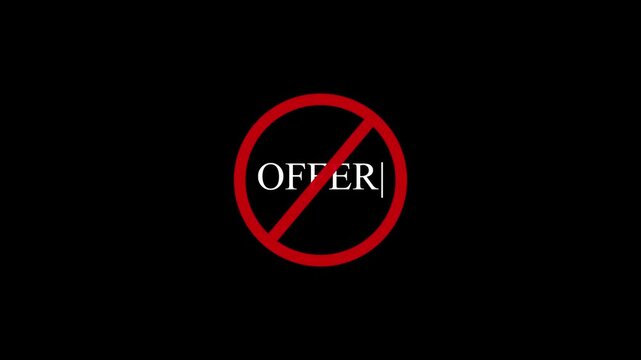 offer not allowed sign animation, identification card not allowed warning sign animatronic restricted area warning animation, A circular red and black no id text icon animation.
