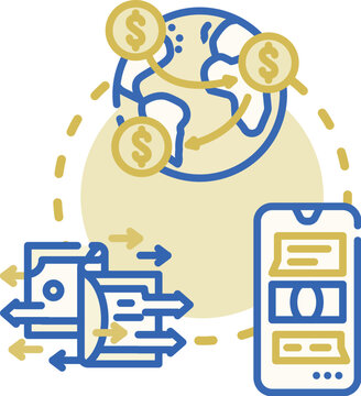 Money remittance transferring financial funds between people and locations, depicting secure international payments for families and businesses and illustrating global economy concepts