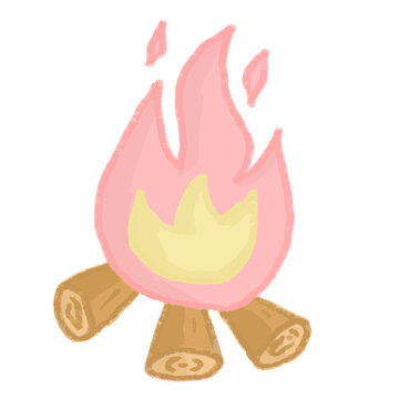 fire flame camping illustration cute watercolor crayor illustration