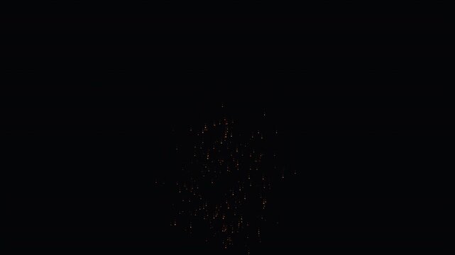 Cinematic 4K fireworks display shell launch and massive multi-tiered spherical burst featuring shimmering rocket ascension, white-hot ignition core detonation, expanding willow streamers following par