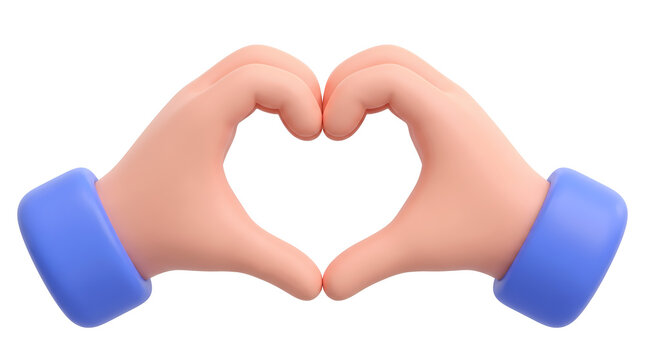 Two hands making a heart shape sign 3d illustration isolated on white background, illustration