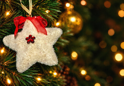 White Plush Star Christmas Ornament