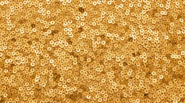 Abstract background of shiny gold sequins creating a glamorous textured pattern.