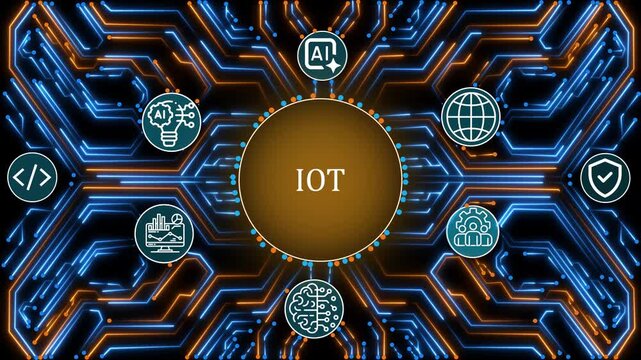 IOT Futuristic AI Technology with Advanced Data Analytics, Internet of Things, Machine Learning, Big Data, Neural Network, Business Intelligence, Digital Transformation 4K Video

