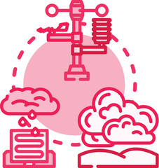 Fototapeta premium Meteorological stations and radar systems collecting atmospheric data, transmitting information for accurate weather forecasting and climate observation, supporting environmental analysis