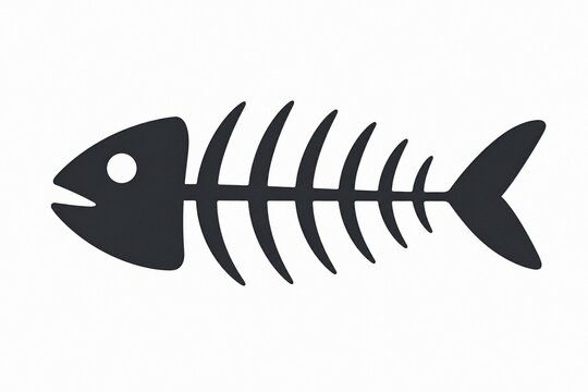 Simple Fish Skeleton Silhouette Illustration
