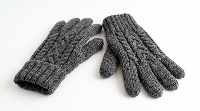 Knitted wool gloves isolated on white background