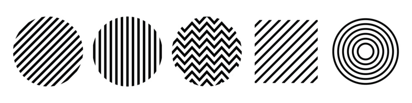 Retro geometric seamless pattern background with bold brutalist aesthetic and abstract circles design. Geometric ornament pattern collection of monochrome vector repeatable background set.