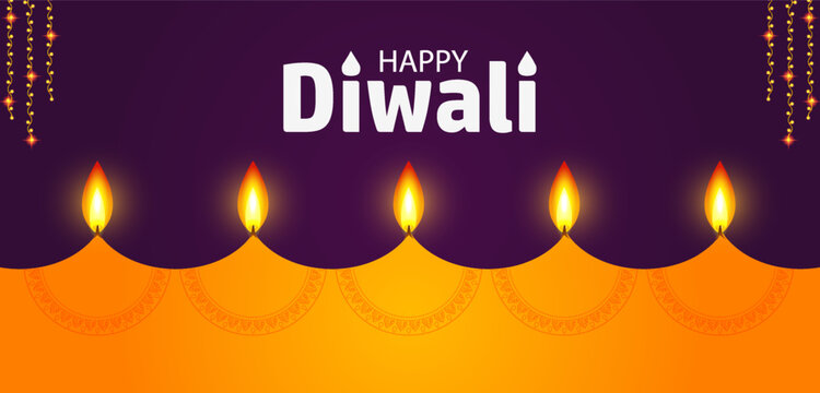 Happy Diwali Greeting Card with Decorative Diya Lamp and Traditional Indian Festival Design