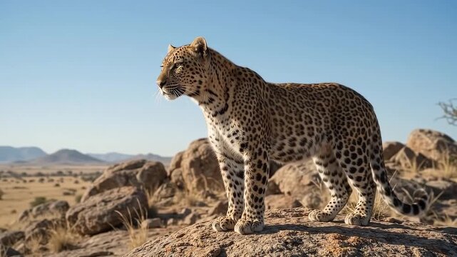 Spotted Leopard Prowling Through Lush Tropical Green Jungle Forest Trees Wildlife Animal Nature Cinematic Video