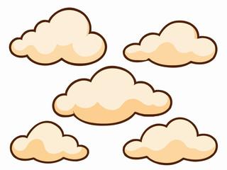 Fototapeta premium Set of cute pastel soft fluffy clouds illustration