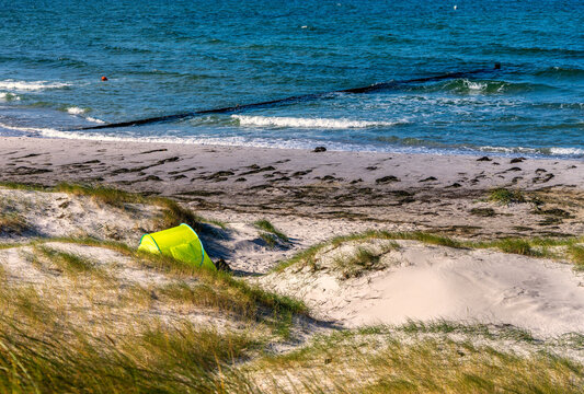 Landschaft mit Sandd&uuml;nen und D&uuml;nengras auf der Insel Hiddensee, Ostsee,  R&uuml;gen, Mecklenburg-Vorpommern, Deutschland
