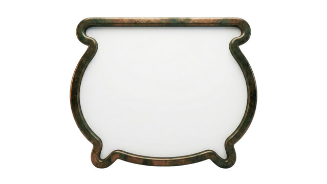 Vintage brass metal frame with empty white space isolated on transparent background