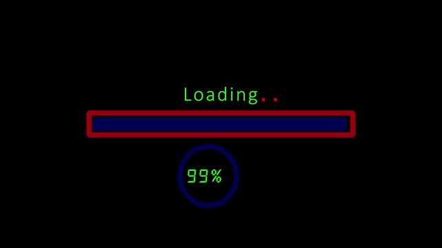 Digital loading progress bar at 23 percent on black background a digital