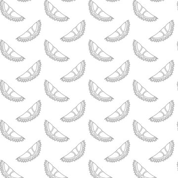 Seamless durian king fruits line art pattern on white background