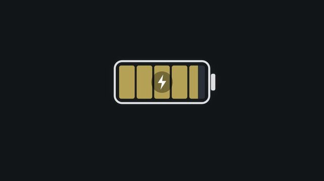 Gold five segment battery icon with central lightning charging symbol