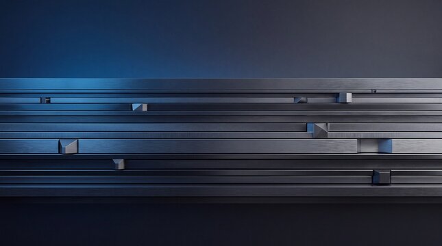 Futuristic Metallic Background with Horizontal Geometric Textured Layers