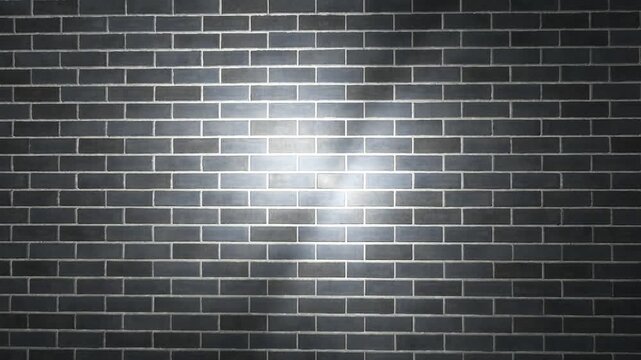 Dark brick wall background with bright center spotlight illumination animation