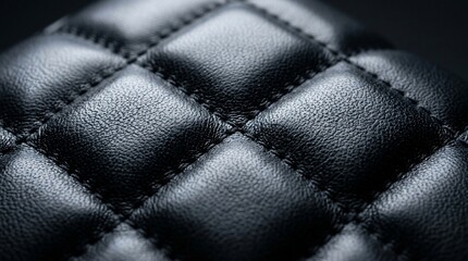 Fototapeta premium Elegant Black Quilted Leather Texture Macro View Featuring Premium Diamond Stitching Pattern for Luxury Fashion or Automotive Interior