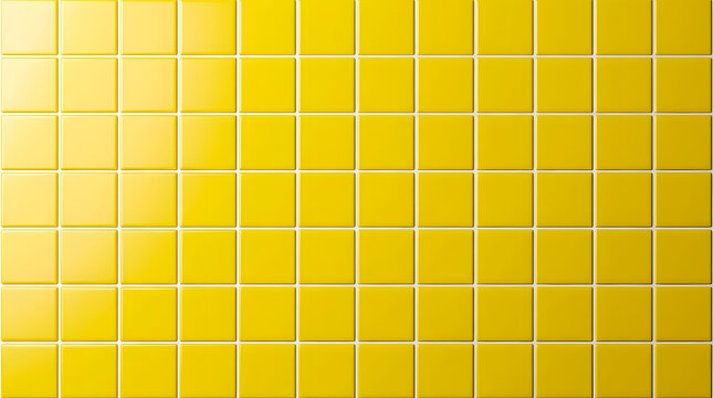 Vibrant Yellow Tile Wall: A seamless arrangement of small, square, yellow tiles creates a bright and cheerful textured surface, perfect for backgrounds and design elements.