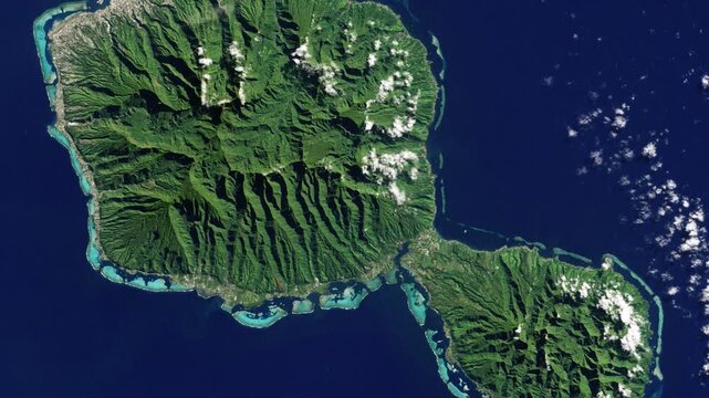 tahiti island aerial view french polynesia papeete taravao mont orohena landscape 4k footage