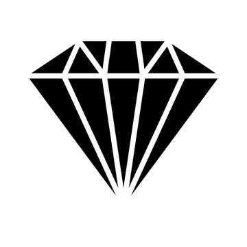 Black diamond glyph icon with facet lines