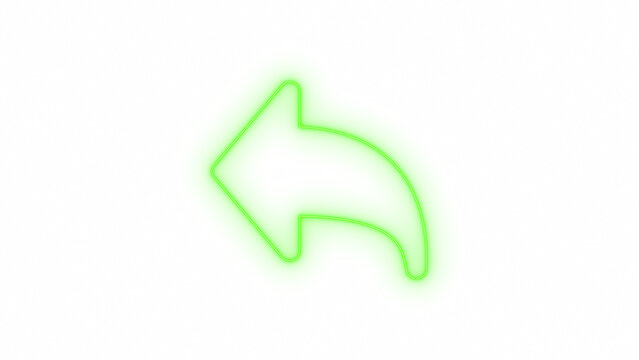 Neon green reply arrow icon indicating back navigation or undo action for web and mobile user interface design isolated on transparent background for creative digital projects