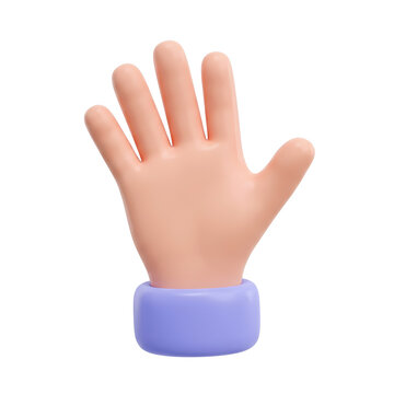 3d render of a hand showing five fingers open palm gesture isolated on white background, illustration