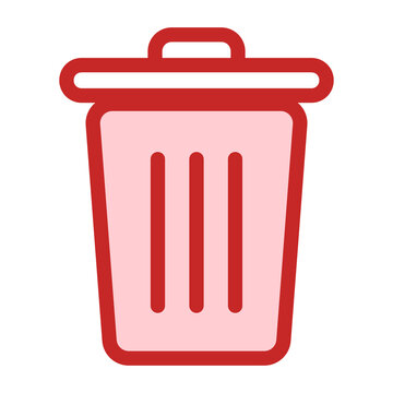 Red duotone delete trash can icon