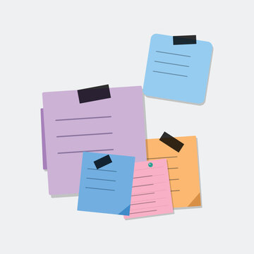 Colorful stacked documents with sticky notes