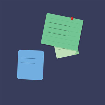 Two colorful sticky notes with one pinned down