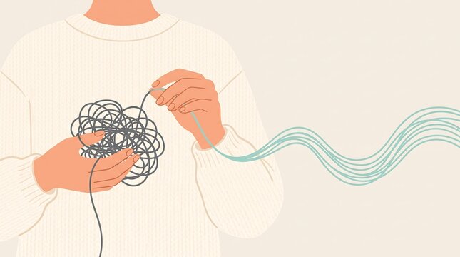 Person untangling messy cables with organized tech wire in minimalist workspace