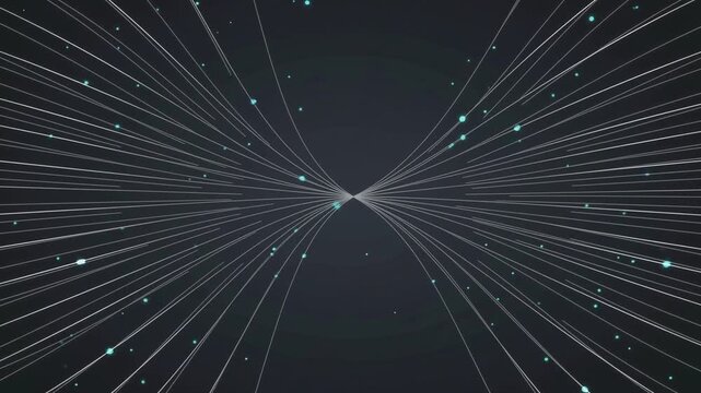 Abstract hyperspaces jump with zooming stars and glowing light trails on dark background