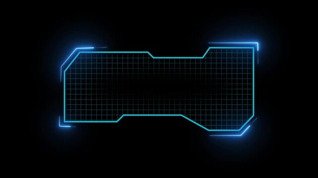Holographic interface animation displays cyber grid lines on dark. Telemetry screen coordinates guide holographic interface. Futuristic screens use the interface.