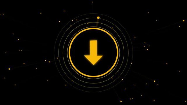 HUD element animation displays a download arrow inside a circle. File retrieval telemetry coordinates guide the HUD element. Futuristic overlays operate with HUD element.