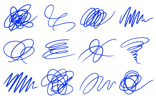 Blue pen scribbles loops and tangles
