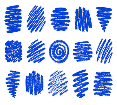 Blue crayon scribble and hatching textures
