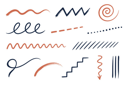 Navy and terracotta hand drawn line doodles